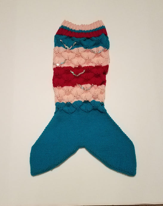 Small Child's Mermaid Tail | Hand-knit | Acrylic Yarn | Sequins