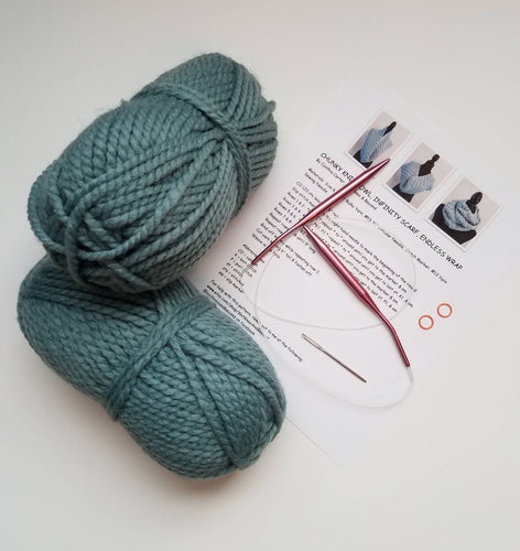 Chunky Infinity Cowl Knit Kit, Endless Wrap DIY Project, Winter Accessory Knitting Kit, Beyond Beginner Easy Knit Neck Warmer