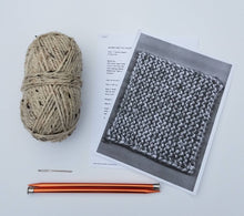 Ivory Marble Beginner Knit Kit, Easy Potholder Knit Box, New Knitter Project, Starter Chunky Knit Idea, DIY Knitted Kitchen Accessory