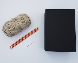 Ivory Marble Beginner Knit Kit, Easy Potholder Knit Box, New Knitter Project, Starter Chunky Knit Idea, DIY Knitted Kitchen Accessory