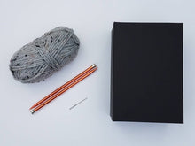 Gray Marble Beginner Knit Kit, Easy Potholder Knit Box, New Knitter Project, Starter Chunky Knit Idea, DIY Knitted Kitchen Accessory