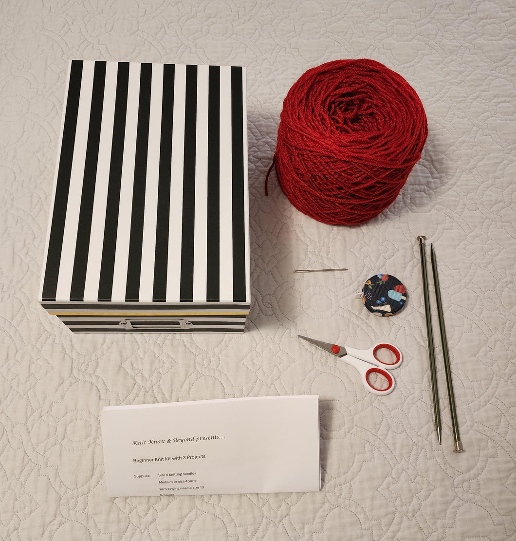 3 Project Beginner Knit Kit, Young Person's Starter Knit Kit, Winter Accesories Knit Project Box