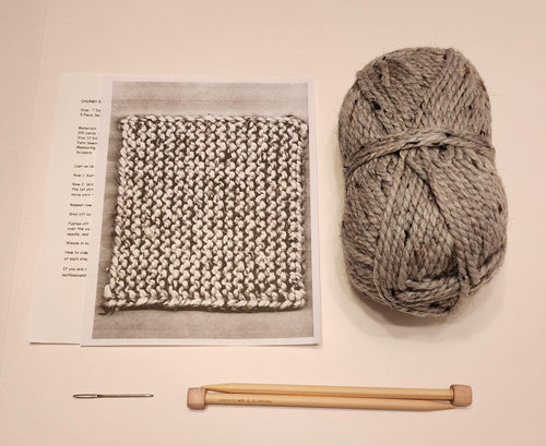 Beginner Chunky Knit Kit, Easy Potholder Knit Project, New Knitter Friendly, Starter Knit Idea, DIY Knitted Kitchen Accessory