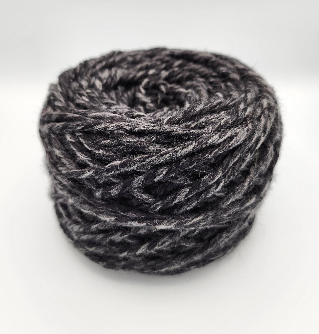 Super Bulky Yarn, Size 6, Black Marble, Acrylic Wool Blend, 6 oz, 171 grams, 106 yards